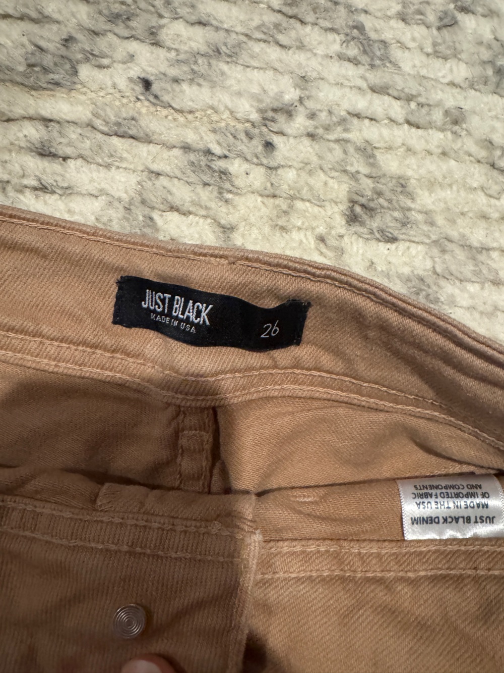 Just Black Denim Wide Leg Tan Brown Jean Pants 26 Utility Patch - Picture 3 of 5
